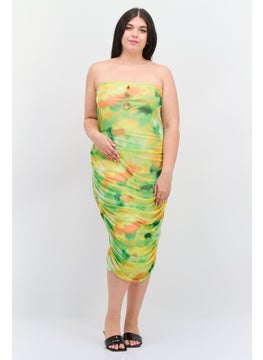 Buy Women Plus Size Cut Out Midi Dress, Lime/Yellow in Saudi Arabia