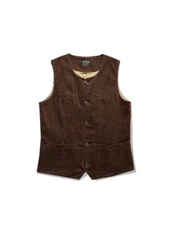 اشتري 1 x 5 pcs OKONKWO Autumn Winter Corduroy Vest Retro Multi-Pocket 2401 Coffee في السعودية