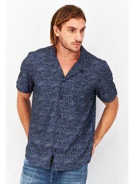 Buy Men Regular Fit Allover Print Casual Shirt, Navy/White in UAE