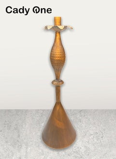 Buy Gold stainless steel candlestick with base and flower decoration 60 cm in Saudi Arabia