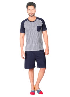 Buy Men's Cotton Short And T-shirt Set, Soft Brushed, Comfort Fit, Adjustable Drawstring, Perfect for Sleep and Lounging in UAE
