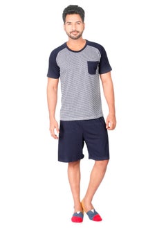 اشتري Men's Cotton Short And T-shirt Set, Soft Brushed, Comfort Fit, Adjustable Drawstring, Perfect for Sleep and Lounging في الامارات