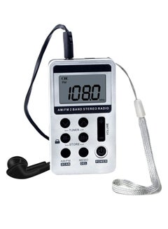 اشتري Portable Pocket FM Radio With Headphone V432 Black/White في السعودية