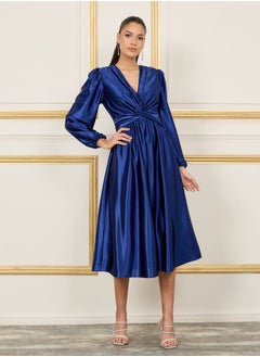 اشتري Satin Front Twist A-Line Midi Dress في السعودية