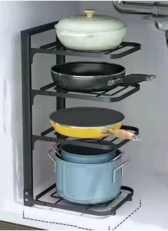 اشتري Tycom Pots and Pans Organizer for CabinetKitchen Organizer and Storage Rack,Space Saving Stand with Adjustable Dividers,4 Layer With Iron Wire Black. في الامارات