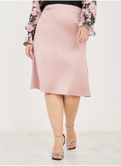 Buy Plus Satin Bias Midi Skirt in Saudi Arabia