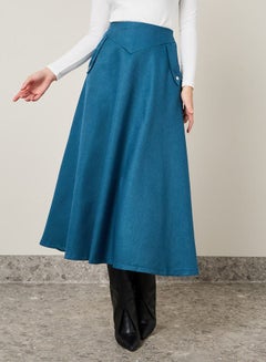 Buy Wide Waistband Wool Like A-Line Maxi Skirt in Saudi Arabia