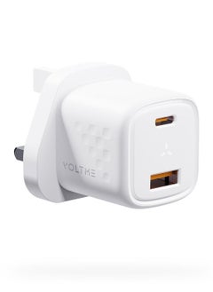 اشتري VOLTME USB C Dual Port Plug, 30W Type C Plug GaN 3 + V-Dynamic Technology PD3.0 & PPS, Fast Charge Plug for MacBook Air/iPhone 14/13/12/11, Galaxy, Pixel 4/3, iPad/iPad mini and More (White) في الامارات