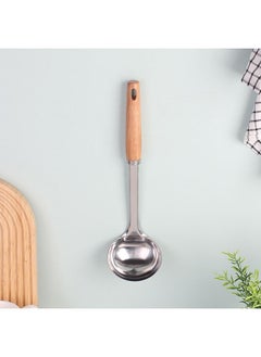 Buy Danube Essential Ladle Stainless Steel Beech Wood Serving Ladle High Quality Serving Utensil Versatile Cooking Tool For Home Kitchen & Dining Room L31xW8.5xH7cm Clear in UAE