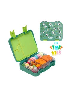 Buy Lunch Box for Kid School Bento Green Color soccer theme for Kids 4/6 Convertible Compartments| BPA FREE|LEAK PROOF| Dishwasher Safe | Back to School Season |Food Graded Materials| Made of Triton in UAE