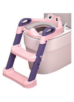 Buy Adjustable Toddler Toilet Potty Chair for Kids Training Seat With Soft Cushion And Sturdy Non-Slip Step Stool Ladder in UAE