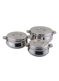 Buy 3-Piece Hot Pot Food Saver Set Silver in Saudi Arabia