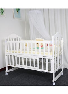 Buy Baby Wooden Bed Attachable With Parents Bedside, Rocking Mosquito net with 4 Wheel 120x60cm in Saudi Arabia