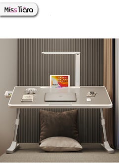 اشتري Bed Table Laptop Desk 60X40cm Laptop Tray Multi-purpose Premium laptop table With 3 Light Modes Height adjustable, Drawer, Tablet slot, for Breakfast, Work, Study, Drawing Grey في الامارات