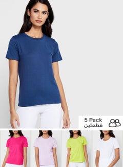 Buy 5 Pack Essential Round Neck T-Shirt in Saudi Arabia