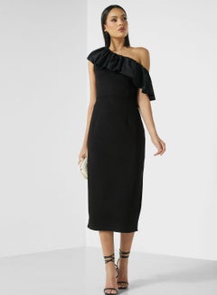 Buy One Shoulder Ruffle Dress in UAE