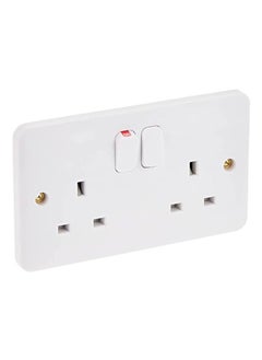 Buy Universal Electric Wall Switch Socket White 13A 250V 2 Gang in UAE