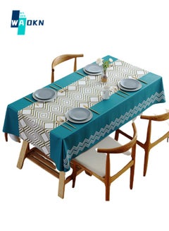 Buy 140 x 180 cm Waterproof Rectangular PVC Tablecloth, Oil and Stain Resistant Tablecloth Cover, Wipeable Plastic Tabletop Protection, Suitable for Kitchen Dining Party Tabletop Decoration in Saudi Arabia