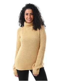 Buy Turtle Neck Slip On Knitted Pullover_Flax Yellow in Egypt