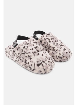 Buy Women Animal Print  Singback Slippers, Grey Combo in UAE