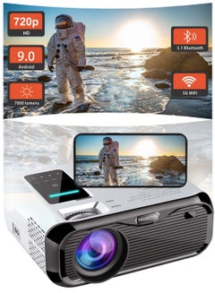 Buy Portable Projector 3800 lumens 1080P Full HD 4K Supported Android Video Projector 5G WiFi Bluetooth 5.1 Home Theater in Saudi Arabia