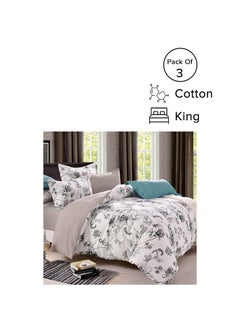 Buy Floral Cotton King Size Bedding Set - Multicolour, 220x240cm in Saudi Arabia