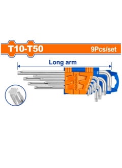 اشتري Wadfow Allen Key Torx Set 9 Piece Long - T10-T50 (WHK3291) Hex Key, Hex Key Allen Wrench Set, Hex Keys Set-9pcs with holder stand,  L key Stanley Set with 9 Pcs Long arm Flat في الامارات