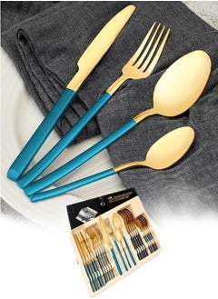 Buy Spoon set 24 s gold blue in Egypt