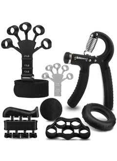 Buy Grip Strength Trainer Kit 7 Pack with Finger Exerciser Hand Grip Strengthener Hand Extension Exerciser Stress Relief Ball and Forearm Workout Ring for Muscle Building and Injury Recover in Saudi Arabia