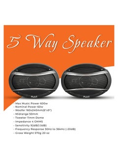 Buy PISTOL Car Speakers 2 Pcs Set 6 x 9 Coaxial 5 Way Speaker For Stereo Audio Video Player 600W 5 Way Voice-TSA6995S in Saudi Arabia