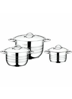 Buy 24cm ,26cm,30cm , 6pcs Stainless Steel Cookware Set , Made in Turkey in UAE