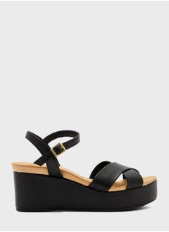 Buy Ankle Strap Mid Heel Wedge Sandals in UAE