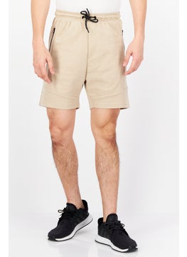 اشتري Men Plain Basic Shorts, Beige في الامارات