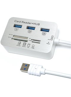 اشتري قارئ بطاقات USB3.0 و3 منافذ USB Hub، قارئ بطاقات ذاكرة خارجية عالي السرعة (MS، Micro SD، SD/MMC، M2، بطاقة TF) في مصر