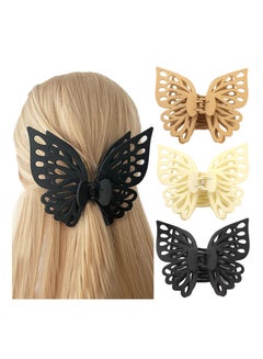 Buy 3Pcs Butterfly Hair Clips Butterfly Claw Clips Hair Clips for Women Hair Clips for Thick Hair Matte Hair Clips Medium Hair Clips Big Butterfly Clips for Women Cute Hair Clips (Khaki White Black) in UAE