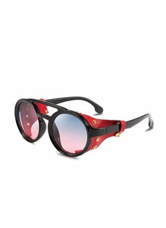 Buy Round Steampunk Sunglasses for Women Men With Leather Side UV400 Protection HD Lens Vintage Eyewear Light Plastic Frame with Leatherwear Steampunk Style Round Vintage Sunglasses Eyewear in Saudi Arabia