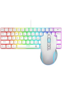 Buy Wired Gaming Keyboard and Mouse Combo Include Mini 60% Merchanical Feel Keyboard Ergonomic Design White in UAE
