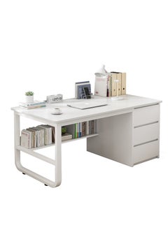 Buy Modern Home Study Table Computer Desk with Bookcase 120x50x74.5cm White in UAE