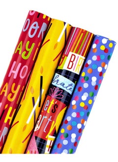 اشتري Birthday Wrapping Paper Roll Colorful Birthday Candles And Happy Text Design Perfect For Party Celebrating Present Packing 4 Rolls 30 Inch X 120 Inch Per Roll في السعودية