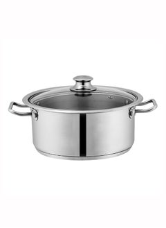 اشتري SONEX Mega Super Pot, 24 cm (6 Ltr) Stainless Steel Cooking Pot/Casserole – Durable Handles, Glass Lid, Sandwich Bottom for Even Heating, Sleek Modern Design for Efficient and Stylish Cooking في الامارات