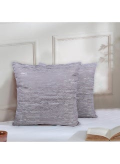 Buy Wave Grey 16x16 Inch Decorative Cushion & Cushion Cover-Set of 2 in UAE