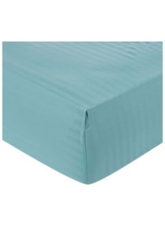 Buy HOTEL COLLECTION Stripe TEAL BLUE Super King Fitted Sheet 200x200 cm with 2 Pillow Cases in UAE