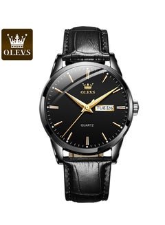 Buy Watches for Men Quartz Analog Water Resistant Leather Watch Black 6898 in UAE