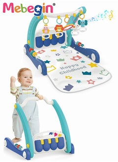 Buy 2-In-1 Sit-to-Stand Foldable Baby Walker & Musical Pedal Piano Playmat with Detachable Rattle Pendants Mat 4 Modes in UAE