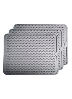 Buy 3PCS Silicone Dish Drying Mat, Food Grade Draining Mat, Anti Slip BPA Free Heat Resistant Dishwasher Safe Kitchen Counter Insulating Dining Mat for Plates Utensils Baby Bottles, 40x30CM (Grey) in UAE