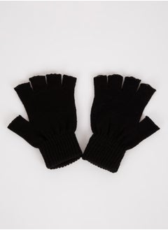 Buy Men Fingerless Knit Black Gloves in Egypt