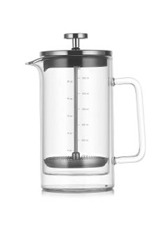 اشتري Double Layer 600ml French Press, Household Glass Coffee Pot, French Filter Press Hand Wash Pot with Scale في الامارات