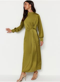 اشتري Khaki Waist Gathered Satin Evening Dress TCTSS23DB00043 في مصر