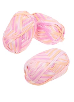 Buy 3 Braided Yarn Multi-Colored Acrylic Knitting, Yarn Arm Yarn Pillow Yarn Cotton, Yarn Fabric Yarn Loom Cross Cotton Yarn for DIY (Pink Orange, Does not include crochet) in Saudi Arabia