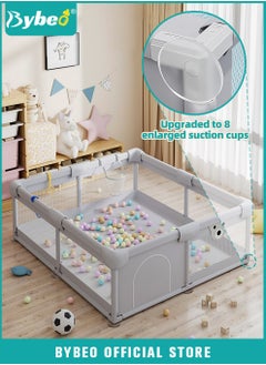 اشتري Baby Playpen Fence, Portable Babies Playards for Toddlers, Safety Infant Activity Center, Sturdy Play Area, with Storage Bag, 2 Pull Rings, Marine Balls and Basket, Perfect Child's Gift في الامارات